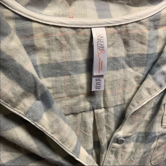 Gilligan & O’Malley Size XX-Large Grey Buffalo Plaid Flannel Nightshirt - Picture 4 of 4